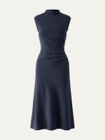 Mockneck Tucks Midi Dress - Image 13