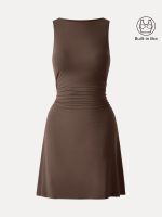 SkinKiss Boatneck Ruched A-line Mini Brami Dress - Image 14