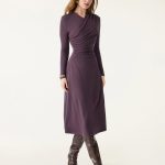 ProWarm Surplice V-neck Ruched Midi Dress