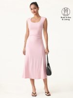 Scoop Neck Side Ruched New Airy Brami Midi Dress - Image 3