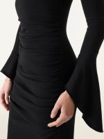 Mockneck Flounce Sleeves Ruched Mini Brami Dress - Image 3