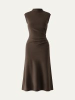 Mockneck Tucks Midi Dress - Image 12