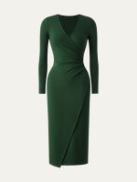 Surplice Wrap Long Sleeve Dress - Image 13