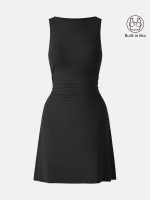 SkinKiss Boatneck Ruched A-line Mini Brami Dress - Image 15