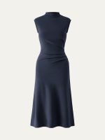 Mockneck Tucks Midi Dress - Image 14