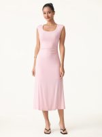Scoop Neck Side Ruched New Airy Brami Midi Dress - Image 4