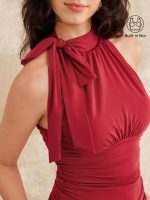 Side Ruched High Tie Neck New Airy Brami Tank - Image 7