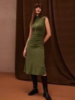 Mockneck Tucks Midi Dress - Image 10