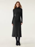 ProWarm Long Sleeves Mockneck Tucks Midi Dress - Image 15