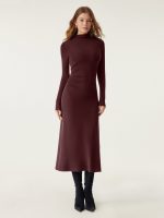 ProWarm Long Sleeves Mockneck Tucks Midi Dress - Image 13