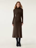 ProWarm Long Sleeves Mockneck Tucks Midi Dress - Image 11