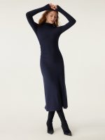 ProWarm Long Sleeves Mockneck Tucks Midi Dress - Image 3