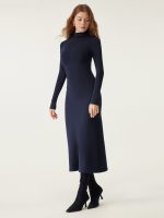 ProWarm Long Sleeves Mockneck Tucks Midi Dress - Image 5