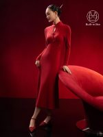 Standout Mandarin Collar Frog Button Midi Brami Dress Limited Edition