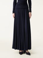 2Pcs Set Surplice Ruched Long Sleeve & Godet Hem Pull-on Maxi Skirt - Image 11