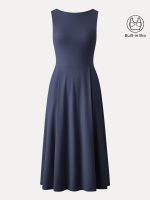 Boatneck Bamboo Ponte Brami Midi Dress with Pockets - Image 14