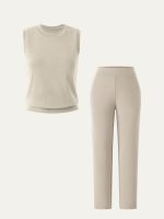 2Pcs Set Crewneck Tee & Mid Rise Tapered with Pockets - Image 10