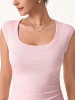 Scoop Neck Side Ruched New Airy Brami Midi Dress - Image 5