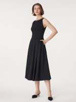 Boatneck Bamboo Ponte Brami Midi Dress with Pockets - Image 9