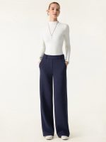 Stretchy Mid Rise Straight Leg Pull-on Pants with Pockets - Image 3