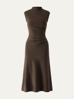 Mockneck Tucks Midi Dress - Image 11