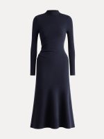 ProWarm Long Sleeves Mockneck Tucks Midi Dress - Image 10