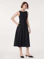 Boatneck Bamboo Ponte Brami Midi Dress with Pockets - Image 8