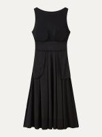 Boatneck Bamboo Ponte Brami Midi Dress with Pockets - Image 11