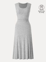 Scoop Neck Side Ruched New Airy Brami Midi Dress - Image 12