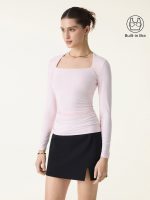 SkinKiss Trapeze Neck Ruched Long Sleeve Brami