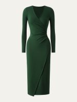 Surplice Wrap Long Sleeve Dress - Image 2