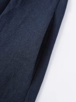 Viscose-Linen Collared V-neck Midi Dress with Drawstring - Image 7