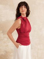 Side Ruched High Tie Neck New Airy Brami Tank - Image 10