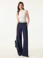 Stretchy Mid Rise Straight Leg Pull-on Pants with Pockets - Image 4