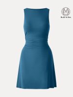 SkinKiss Boatneck Ruched A-line Mini Brami Dress - Image 13
