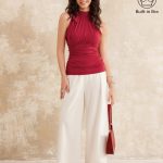 Side Ruched High Tie Neck New Airy Brami Tank