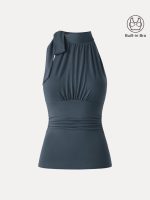 Side Ruched High Tie Neck New Airy Brami Tank - Image 15