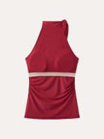 Side Ruched High Tie Neck New Airy Brami Tank - Image 12