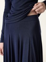 2Pcs Set Surplice Ruched Long Sleeve & Godet Hem Pull-on Maxi Skirt - Image 10