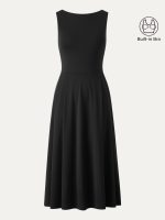 Boatneck Bamboo Ponte Brami Midi Dress with Pockets - Image 3