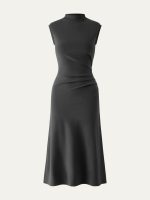 Mockneck Tucks Midi Dress - Image 15