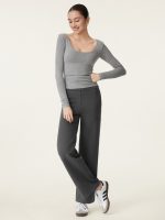 Textured Mid Rise Pull-on Straight Pant with Pockets - Image 13