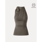 Side Ruched High Tie Neck New Airy Brami Tank - Image 16